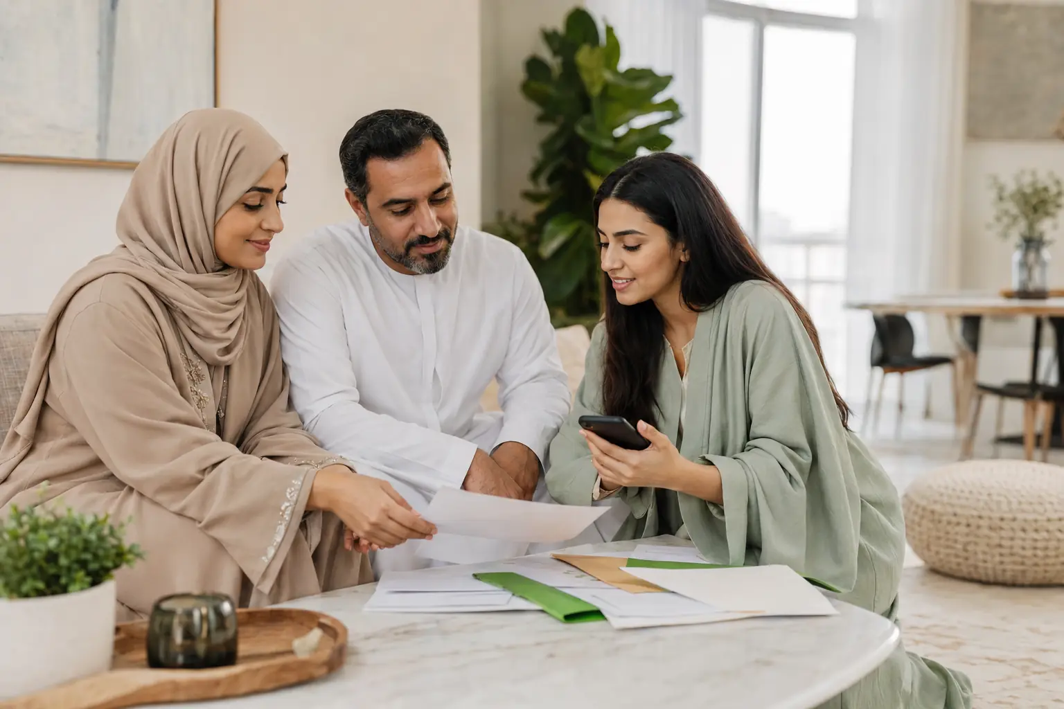 أسرة إماراتية تنظم مستندات معاملة منزلية